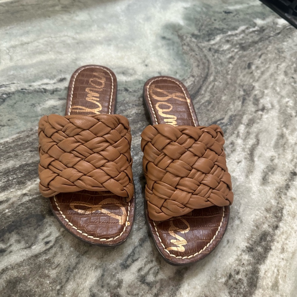Sam Edelman Griffin Flat Sandal Woven
Leather Brown Tan Women Size 7.5